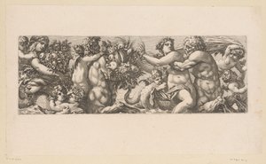 Bacchus met saters en nereïden in het water door François Bignon (attributed to)