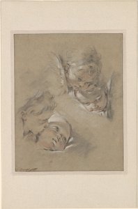 Boucher - Vier hoofden van Cherubijnen, III, 104b door François Boucher