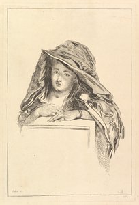 Borstportret van een vrouw met een kapmantel, 18e eeuw