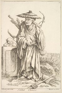 Chinese soldaat, 1738-45 door François Boucher