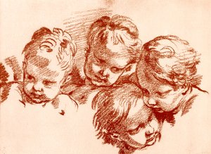 Vier studies van kinderhoofden