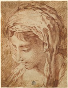Hoofd van een vrouw door François Boucher