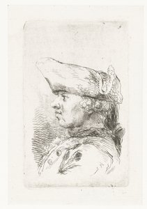 Hoofd van man met tricorne