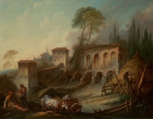 Imaginaire Landschap met de Palatijnse Heuvel vanuit Campo Vaccino, 1734 door François Boucher