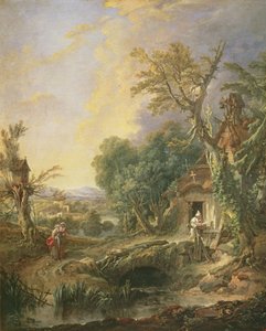 Landschap met een kluizenaar, 1742 door François Boucher