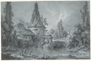Landschap met een toren, in de omgeving van Beauvais door François Boucher