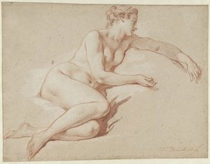 Liggend vrouwelijk naakt, naar rechts door François Boucher