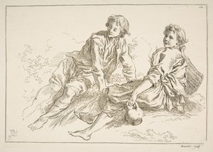 Blad met schetsen, 1753 door François Boucher