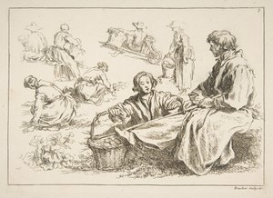 Blad met Schetsen door François Boucher
