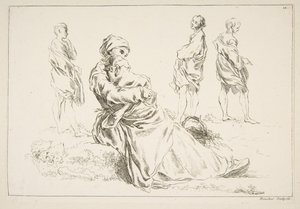 Blad met schetsen, 1753 door François Boucher