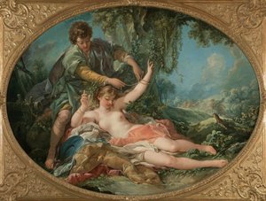 Sylvia bevrijd door Aminta, 1755 door François Boucher