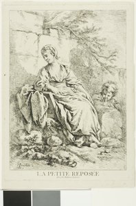 Rustende jonge vrouw door François Boucher