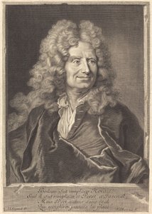 Nicholas Boileau door François Chereau I after Hyacinthe Rigaud