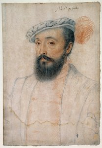 Portret van Monseigneur van Gordes (1513 - 1578). Tekening met rood krijt en zwarte steen door Clouet Francois (1515-1572) door François Clouet