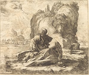 Sint Jan op het eiland Patmos door François Collignon after Jacques Callot