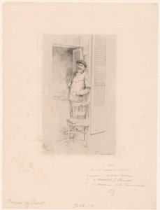 Portret van Félix Hilaire Buhot door François Courboin (signed by artist)