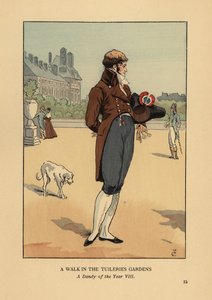 Een wandeling in de Tuilerieën Tuinen. Een dandy van het Jaar VIII door François Courboin