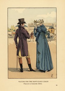 Koppel wachtend op de Saint-Cloud koets, Place de la Concorde