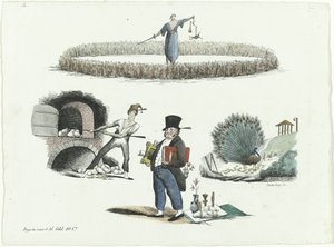 Spotprent op J.C. Backer, C. Seyn en S. van der Paauw, 1839