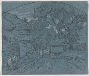 Landschap met twee monniken