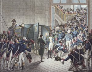 Vertrek van Lodewijk XVIII (1755-1824) koning van Frankrijk en Navarra, uit Les Tuileries, 19 maart 1815 door François Joseph Heim