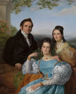 Portret van Théodore Joseph Jonet en zijn twee dochters, 1832