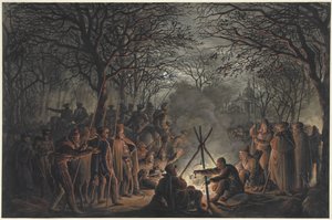 Kamp van de kozakken buiten de Muiderpoort te Amsterdam, 1813 door François Joseph Pfeiffer (II)