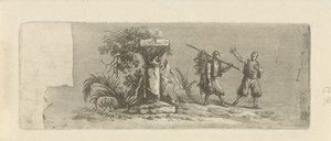 Landschap met twee Griekse vissers door François Joseph Pfeiffer (II)