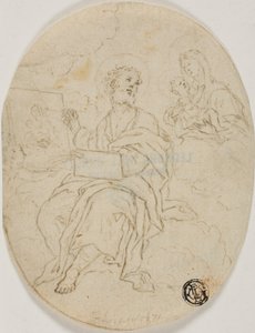 Sint Lucas schildert de Madonna met kind door François Le Moyne
