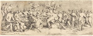 Het Huwelijksfeest van Cupido en Psyche door François Perrier after Raphael