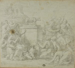 De Israëlitische aanbidding van het Gouden Kalf door François Roëttiers