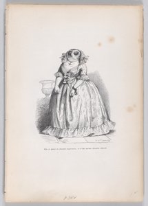 Ze poseerde als een superieure uil, en was gewoon een belachelijke uil uit Scènes uit..., ca. 1837-47 door François Rouget