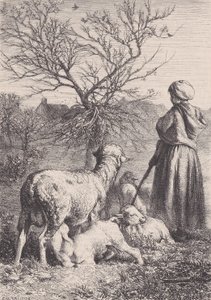Een herderin, ca. 1852 door François Rouget