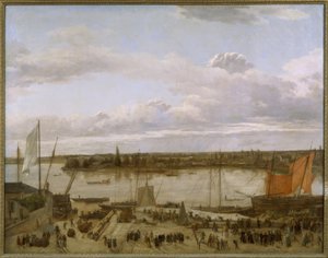 Uitzicht op de haven van Nantes door François Sablet
