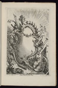 Cartouche met wapentrofee, Livre de Cartouches à divers usages (Boek van cartouches voor verschillende toepassingen) door François de Cuvilliés the Elder