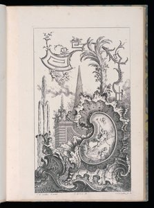 Cartouche met Obelisk en Palm, Livre Nouveau de Morceaux de Fantaisie (Nieuw Boek van Fantasiestukken)