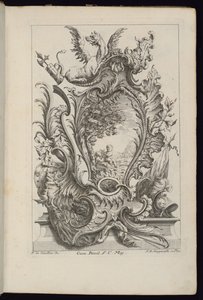 Cartouche met een draak en wapentrofee, Livre de Cartouches à divers usages (Boek van cartouches voor verschillende toepassingen)