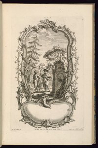 Ontwerp voor een cartouche met grote en kleine compartimenten