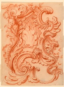 Tekening voor een Rocaille Escutcheon