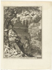 Muze en putti zitten bij grafmonument van dichter Arnold Moonen door François van Bleyswijck