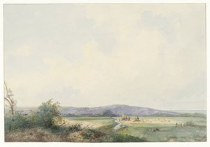 Landschap met weiden, bij de duinen