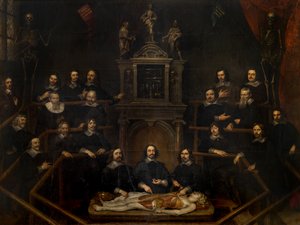 De anatomische les van dokter Joannes van Buyten in de chirurgenkamer in Antwerpen