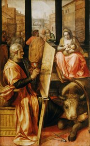 Sint Lucas schildert de Maagd Maria door Frans Floris