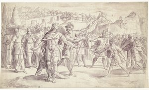 Volk van Israël steekt de rivier over door Frans Francken (I)