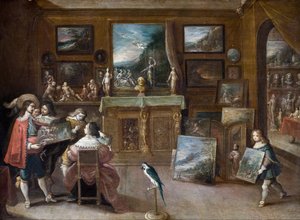 Een bezoek aan de kunsthandelaar door Frans Francken the Younger