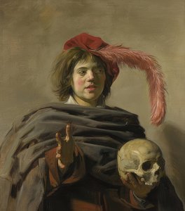 Portret van een jonge man met doodshoofd (Vanitas)