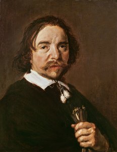 Portret van een man met een handschoen en zwart haar, c.1657