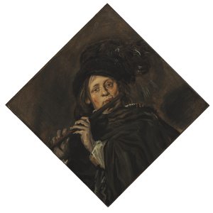 Jonge man die fluit speelt door Frans Hals
