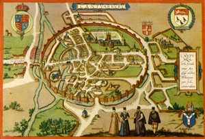Plan van Canterbury in de Zestiende Eeuw, 1943 door Frans Hogenberg