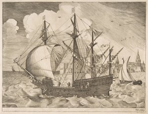 Gewapende Viermaster die naar Zee Vertrekt uit De Zeilschepen